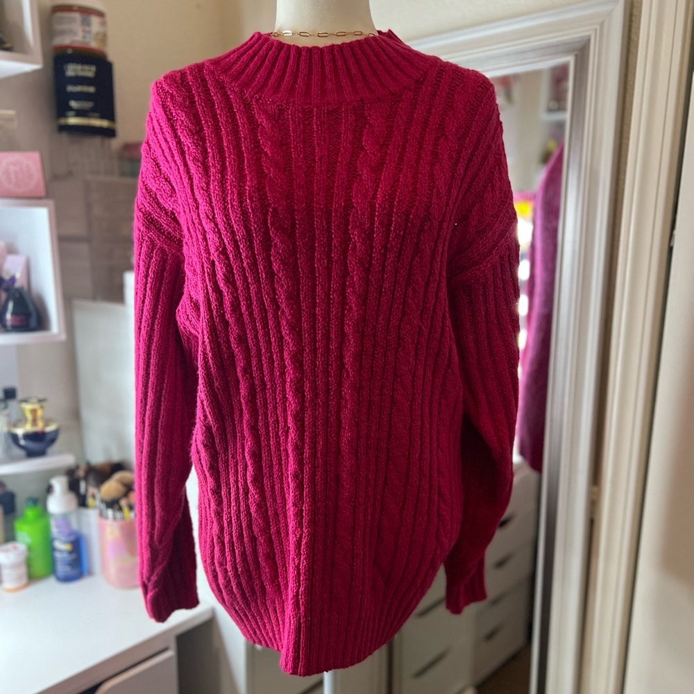 Vintage partners woman 1x 100% acrylic mock neck cozy knit sweater0413
